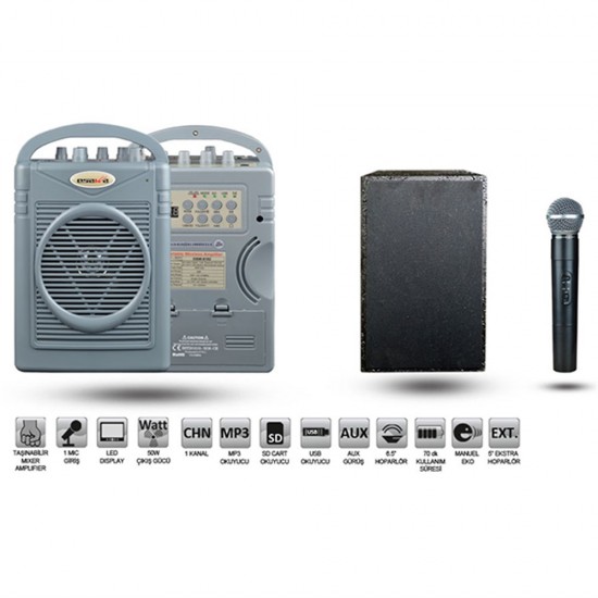 Osawa Osw-8102E Taşınabilir Şarjlı Anfi + Ek Hoparlör Osawa Osw-8102E Taşınabilir Şarjlı Anfi + Ek Hoparlör